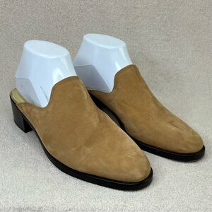 GAP Nubuck Suede Block Heel Mules-Tan/Brown-Womens 8-Classic-Preppy-Professional